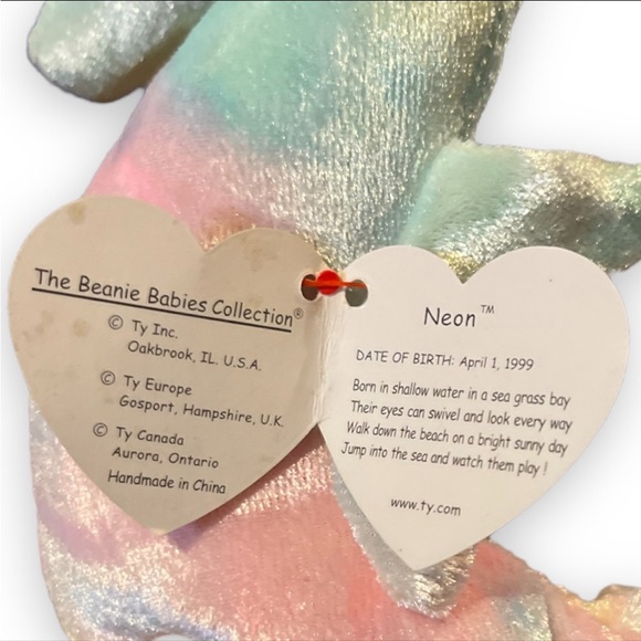 Vintage 1999 Ty Beanie Babies Neon The Seahorse - Picture 3 of 5